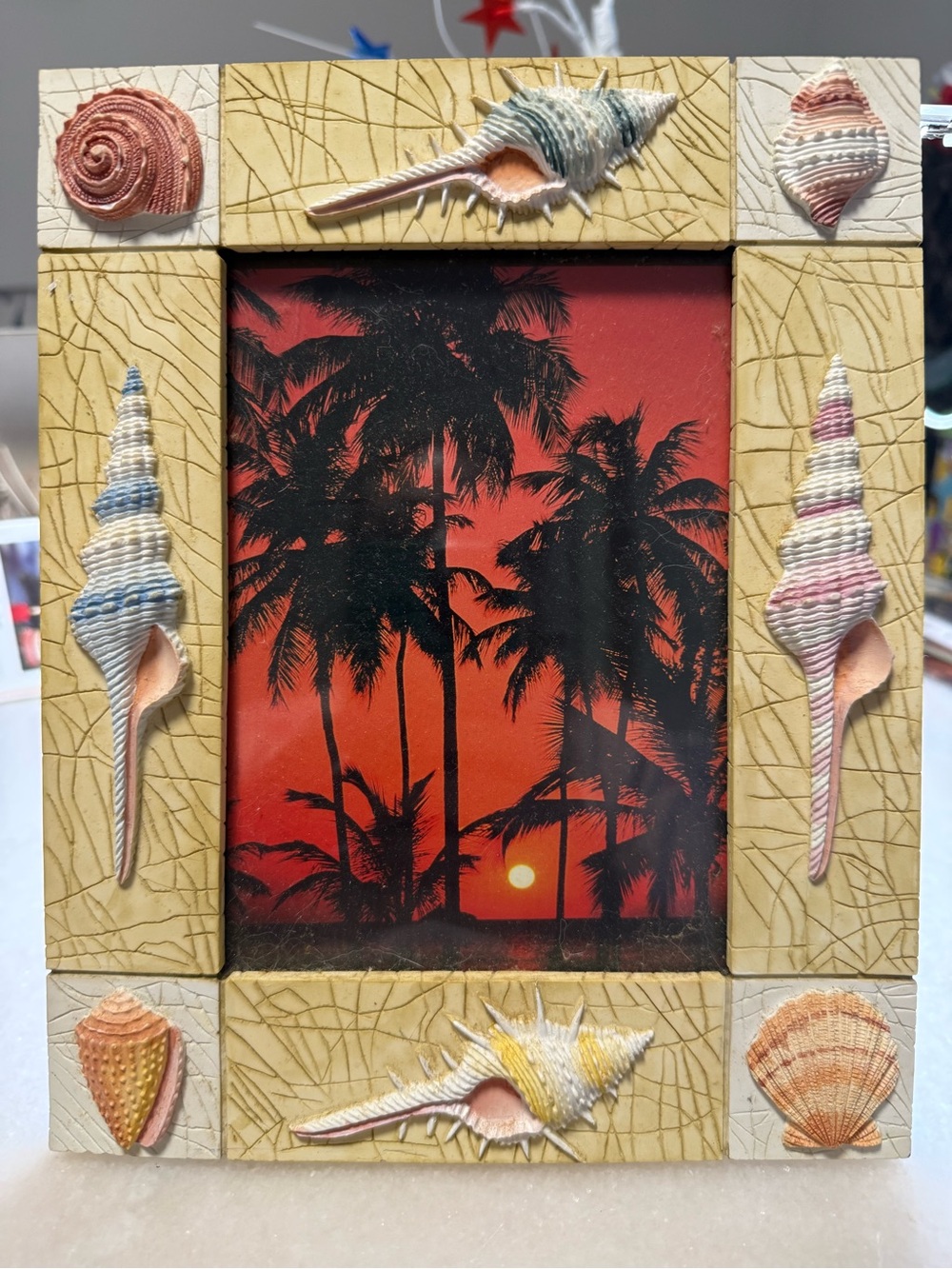 Gorgeous Beach Seashell Picture Frame Holds 3.5x5” Heavy Resin Seashore 8x6.5”